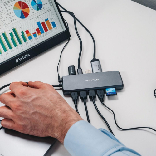 Adapter Verbatim CMH-14 USB Type-C 5000 Mbit/s Srebrny-25036096