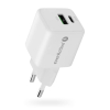 EVERACTIVE ŁADOWARKA SIECIOWA GAN 1 X USB, 1 X USB-C QUICK CHARGE 3.0 20W BIAŁA SC-330Q