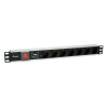 Equip 333309 rozdzielacz zasilania PDU 7 x gniazdo sieciowe 1U Czarny, Srebrny