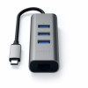 Satechi Aluminium Hub 2in1 - aluminiowy Hub do laptopów i komputerów stacjonarnych USB-C (3x USB-A, Ethernet) (space g