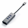 Satechi Aluminium Hub 2in1 - aluminiowy Hub do laptopów i komputerów stacjonarnych USB-C (3x USB-A, Ethernet) (space g