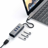 Satechi Aluminium Hub 2in1 - aluminiowy Hub do laptopów i komputerów stacjonarnych USB-C (3x USB-A, Ethernet) (space g
