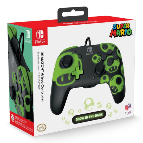 PDP REMATCH: 1-Up Glow in the Dark Czarny, Zielony USB Gamepad Analogowa/Cyfrowa Nintendo Switch, Nintendo Switch OLED-2