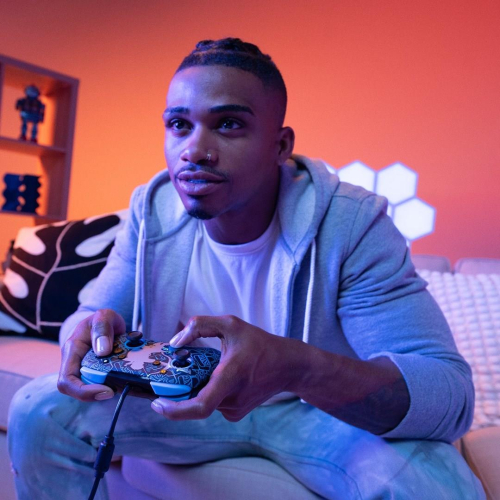 PDP Rematch: Sheikah Shoot Czarny, Niebieski USB Gamepad Analogowa/Cyfrowa Nintendo Switch, Nintendo Switch Lite, Ninten