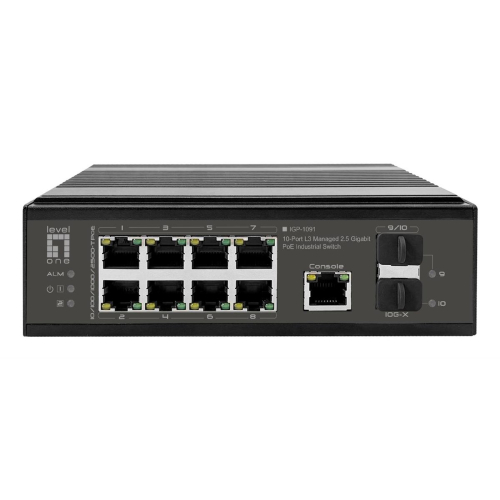 LevelOne IGP-1091 Zarządzany L3 2.5G Ethernet (100/1000/2500) Obsługa PoE Montaż na biurku/ścianie Czarny