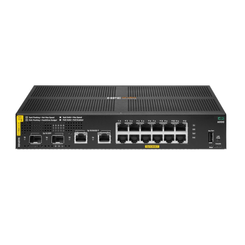 HPE Aruba Networking CX 6000 12p 10M/100M/1G Class4 PoE 2p SFP 1G 139W Switch Zarządzany L3 Gigabit Ethernet (10/100/1000) Obsługa PoE 1U
