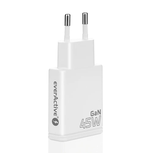 EVERACTIVE ŁADOWARKA SIECIOWA GAN 1 X USB, 1 X USB-C QUICK CHARGE 3.0 45W BIAŁA SC-460Q-25158436