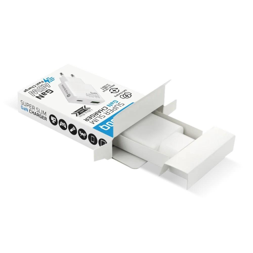 EVERACTIVE ŁADOWARKA SIECIOWA GAN 1 X USB, 1 X USB-C QUICK CHARGE 3.0 45W BIAŁA SC-460Q-25158439