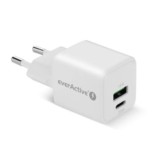 EVERACTIVE ŁADOWARKA SIECIOWA GAN 1 X USB, 1 X USB-C QUICK CHARGE 3.0 20W BIAŁA SC-330Q-25158445