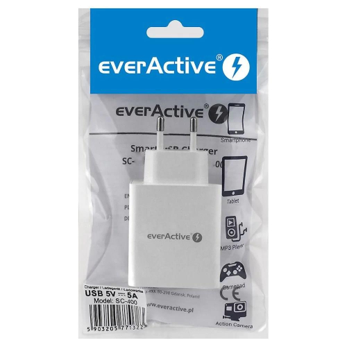 EVERACTIVE ŁADOWARKA SIECIOWA 4XUSB 5A - BIAŁA SC-400-25158492