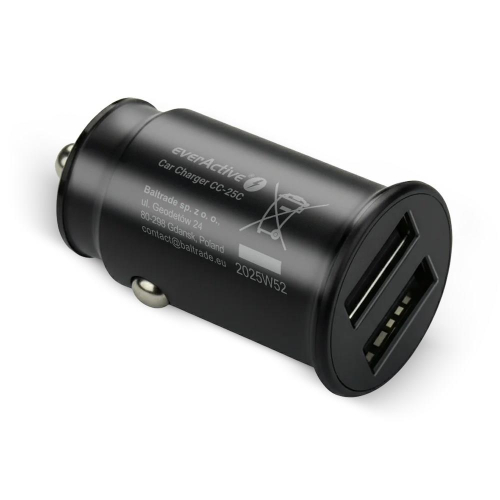 EVERACTIVE ŁADOWARKA SAMOCHODOWA 2 X USB CZARNA + KABEL CC-25C-25158507