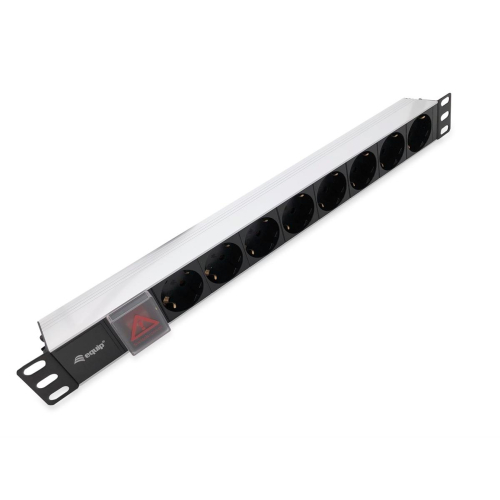 Equip 333293 rozdzielacz zasilania PDU 8 x gniazdo sieciowe 1U Czarny, Srebrny