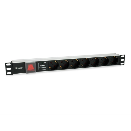 Equip 333309 rozdzielacz zasilania PDU 7 x gniazdo sieciowe 1U Czarny, Srebrny