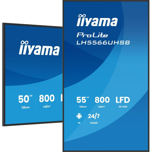 iiyama LH5566UHSB-B1AG signage display Płaski panel Digital Signage 139,7 cm (55