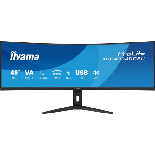 iiyama ProLite XCB4994DQSU-B1 monitor komputerowy 124,5 cm (49") 5120 x 1440 px Dual QHD LCD Czarny