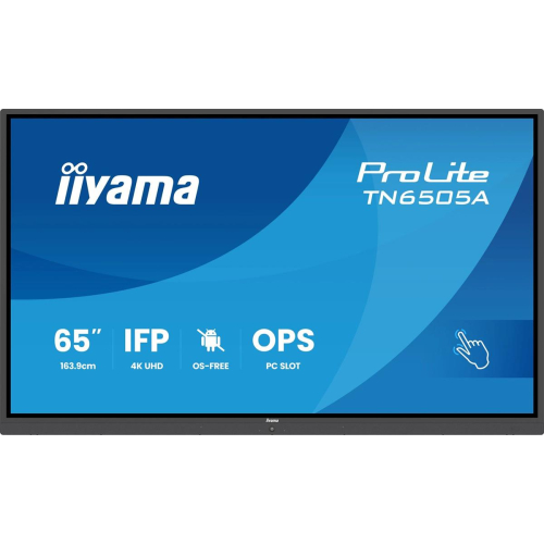 iiyama TN6505A-B1AG signage display Interaktywny płaski panel 163,8 cm (64.5") 500 cd/m2 4K Ultra HD Czarny Ekran dotykowy