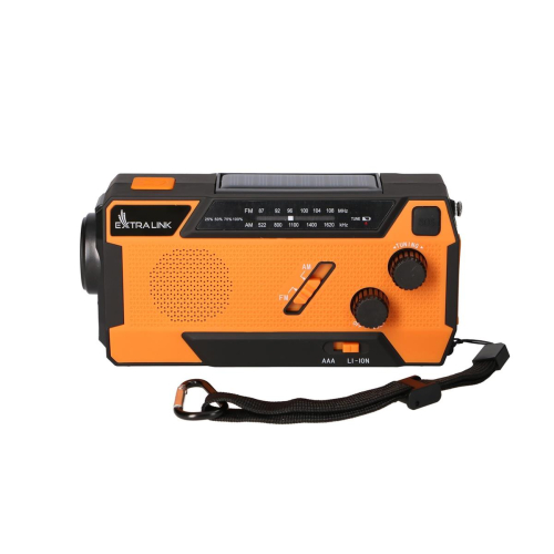 Extralink EX.93746 RADIO AWARYJNE SOLARNE Z KORBKA DYNAMO POWERBANK 4000MAH Z LATARKA SOS SR-4000 Przenośny Analogowy