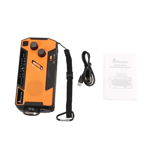 Extralink EX.93746 RADIO AWARYJNE SOLARNE Z KORBKA DYNAMO POWERBANK 4000MAH Z LATARKA SOS SR-4000 Przenośny Analogowy-2