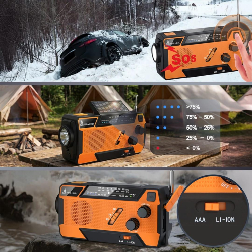 Extralink EX.93746 RADIO AWARYJNE SOLARNE Z KORBKA DYNAMO POWERBANK 4000MAH Z LATARKA SOS SR-4000 Przenośny Analogowy-2