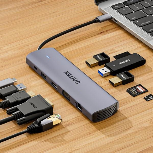 UNITEK D1113BGY01 huby i koncentratory 2 x USB 3.2 Gen 2 (3.1 Gen 2) Type-C 1000 Mbit/s Szary-25173903