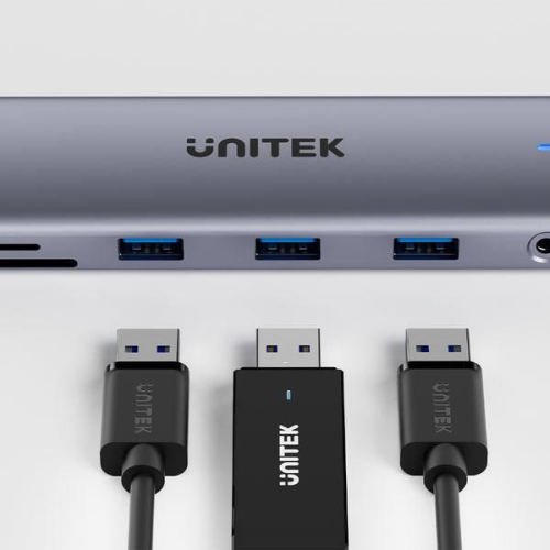 UNITEK D1113BGY01 huby i koncentratory 2 x USB 3.2 Gen 2 (3.1 Gen 2) Type-C 1000 Mbit/s Szary-25173911