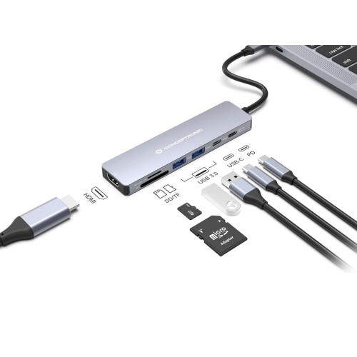 Conceptronic DONN28G stacja dokująca Przewodowa USB 3.2 Gen 1 (3.1 Gen 1) Type-C Szary-25173996
