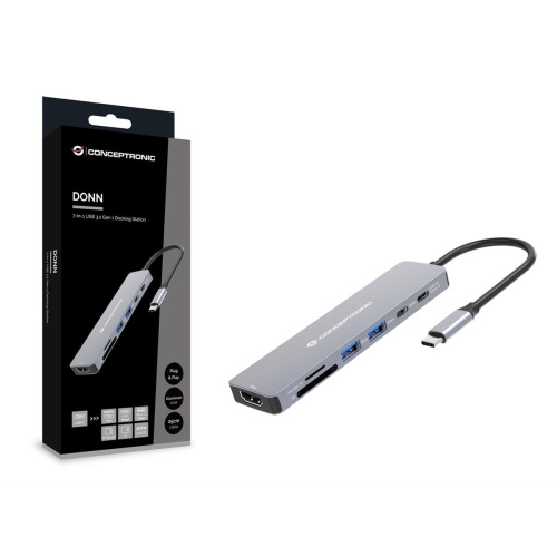 Conceptronic DONN28G stacja dokująca Przewodowa USB 3.2 Gen 1 (3.1 Gen 1) Type-C Szary-25173998