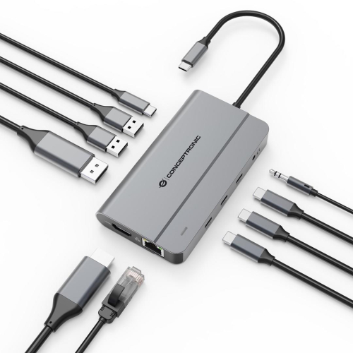 Conceptronic DONN34G stacja dokująca Przewodowa USB 3.2 Gen 2 (3.1 Gen 2) Type-C Szary-25174007