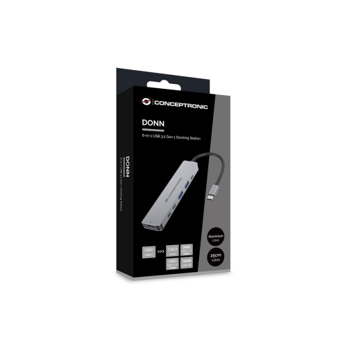 Conceptronic DONN33G stacja dokująca Przewodowa USB 3.2 Gen 1 (3.1 Gen 1) Type-C Srebrny-25174017