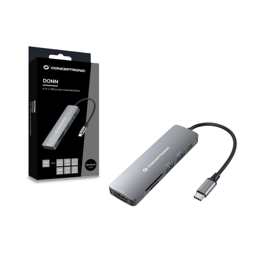 Conceptronic DONN11G stacja dokująca Przewodowa USB 3.2 Gen 1 (3.1 Gen 1) Type-C Szary-25174022