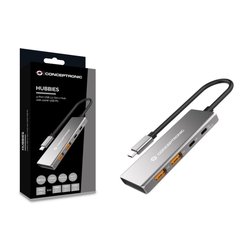Conceptronic HUBBIES15G huby i koncentratory USB 3.2 Gen 2 (3.1 Gen 2) Type-C 10000 Mbit/s Szary-25174030