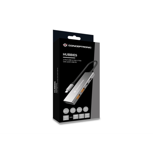 Conceptronic HUBBIES15G huby i koncentratory USB 3.2 Gen 2 (3.1 Gen 2) Type-C 10000 Mbit/s Szary-25174036
