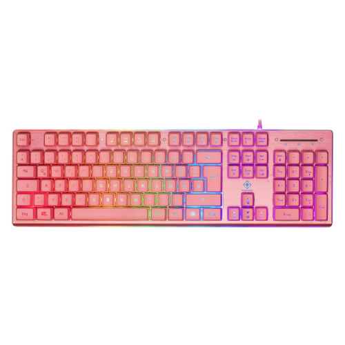 Deltaco Gaming GAM-021-RGB-P-DE klawiatura USB QWERTZ Niemiecki Różowy