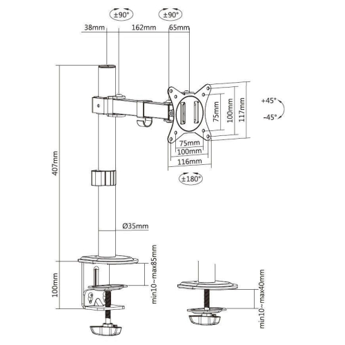 Equip 650156 uchwyt / stojak do monitorów 81,3 cm (32