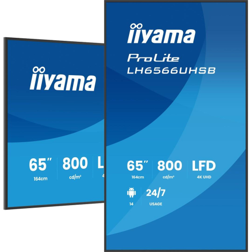 iiyama LH6566UHSB-B1AG signage display Płaski panel Digital Signage 165,1 cm (65