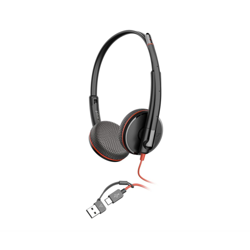 Poly Blackwire 3225 Stereo USB-C Headset +3.5mm Plug +USB-C/A Adapter (Bulk)-25290802