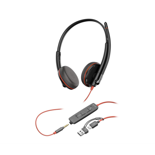 Poly Blackwire 3225 Stereo USB-C Headset +3.5mm Plug +USB-C/A Adapter (Bulk)-25290812