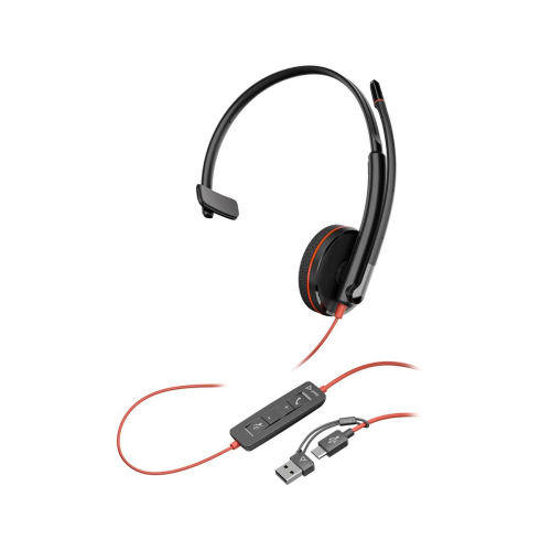 Poly Blackwire 3210 Monaural USB-C Headset +USB-C/A Adapter-25290942