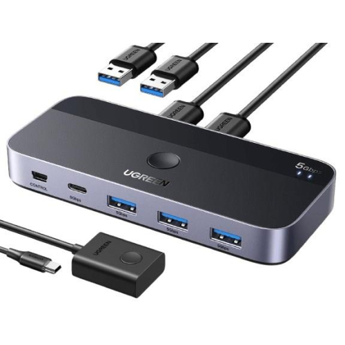 Ugreen Przełącznik switch USB 3.0 CM662, 2X4 out (czarny)