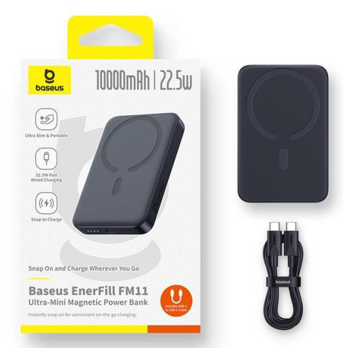 Powerbank Baseus EnerFill FM11 Ultra-Mini 10000mAh 22,5W kompatybilny z MagSafe z kablem Baseus Simple USB-C 20V/3A 30cm