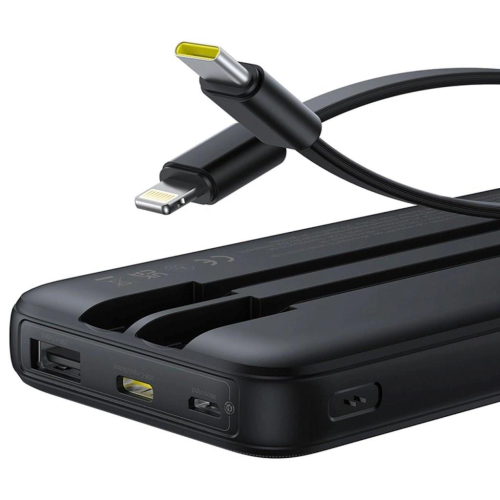 Powerbank Baseus Lipow 10000mAh 22.5W z podwójnym wbudowanym kablem z wyświetlaczem (z dodatkowym czarnym kablem Baseu