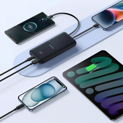 Powerbank Baseus Lipow 10000mAh 22.5W z podwójnym wbudowanym kablem z wyświetlaczem (z dodatkowym czarnym kablem Baseu