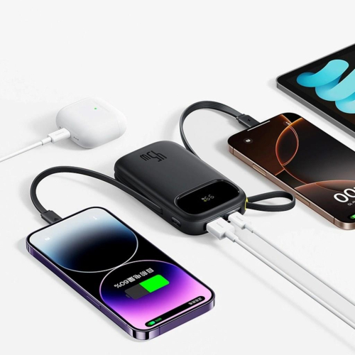 Powerbank Baseus EnerFill FC31 QPow3 20000mAh 45W z wyświetlaczem z kablami USB-C i Lightning - czarny-25333628