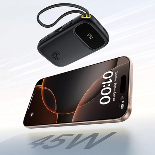 Powerbank Baseus EnerFill FC31 QPow3 20000mAh 45W z wyświetlaczem z kablami USB-C i Lightning - czarny-25333629