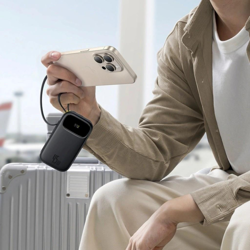 Powerbank Baseus EnerFill FC31 QPow3 20000mAh 45W z wyświetlaczem z kablami USB-C i Lightning - czarny-25333631