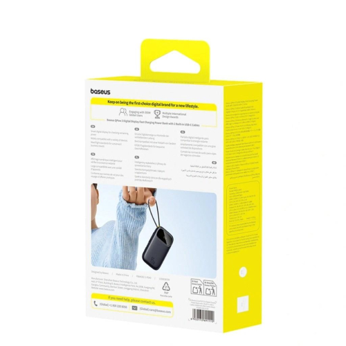 Powerbank Baseus EnerFill FC31 QPow3 20000mAh 45W z wyświetlaczem cyfrowym z 2 wbudowanymi kablami USB-C - czarny-25333