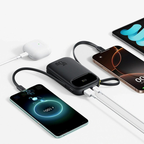 Powerbank Baseus EnerFill FC31 QPow3 20000mAh 45W z wyświetlaczem cyfrowym z 2 wbudowanymi kablami USB-C - czarny-25333