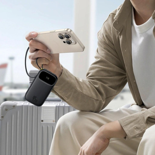 Powerbank Baseus EnerFill FC31 QPow3 20000mAh 45W z wyświetlaczem cyfrowym z 2 wbudowanymi kablami USB-C - czarny-25333