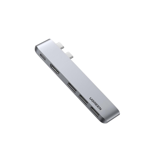 Ugreen wielofunkcyjny HUB 2x USB Typ C na USB Typ C PD (Thunderbolt 3, 100W, 4K@60 Hz, 10 Gbps) / HDMI 4K@30 Hz / 3x USB 3.0 do MacBook Pro / Air sza
