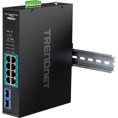 Przełącznik TRENDnet 10-portowy Indust. Przełącznik Gbit PoE+ na szynę DIN -20/+65°C-25387920